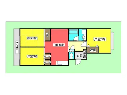 ミリオンハイム東昭和(3LDK/1階)の間取り写真