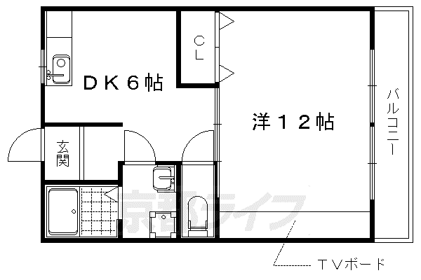 グリーンパーク樫の木 PARTI(1DK/1階)の間取り写真