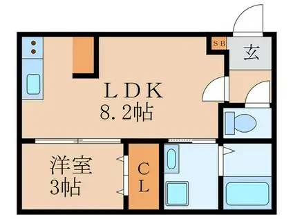 レジェロ武庫川(1LDK/1階)の間取り写真