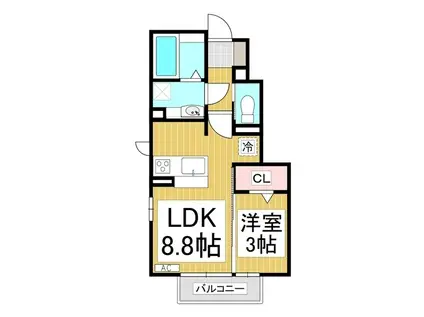 グランメール A棟(1LDK/1階)の間取り写真