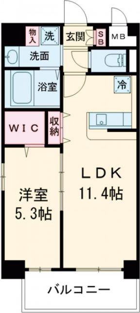 サンビーム三萩野駅前(1LDK/4階)の間取り写真