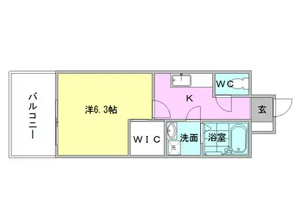 RUPIEレジデンス赤坂南(1K/13階)の間取り写真