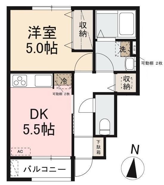シンワホームズ春日町(1DK/1階)の間取り写真