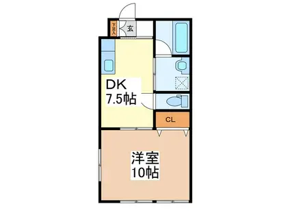 クレール新村S(1DK/2階)の間取り写真