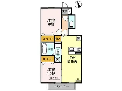 クレシアTH(2LDK/1階)の間取り写真