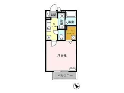 グリーンベール(1K/1階)の間取り写真