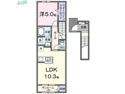 GLISTEN COURT(1LDK/2階)の間取り写真