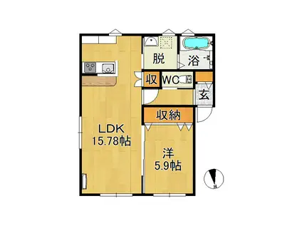 JSKレジデンスIII(1LDK/2階)の間取り写真