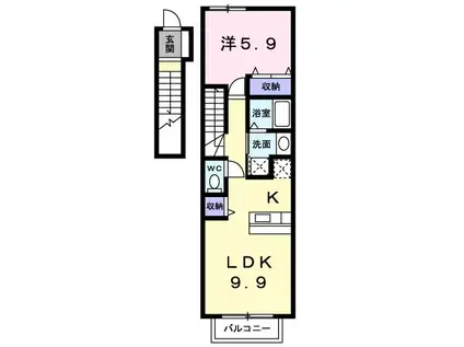 エルフィン(1LDK/2階)の間取り写真