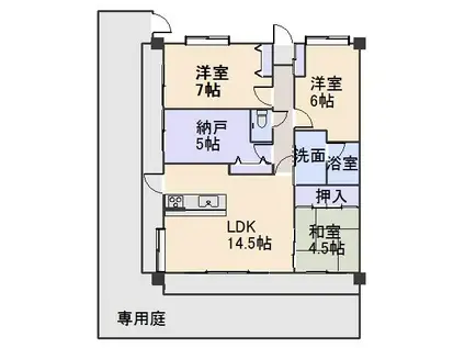 エイルマンション開成IIプレシャス(3SLDK/1階)の間取り写真