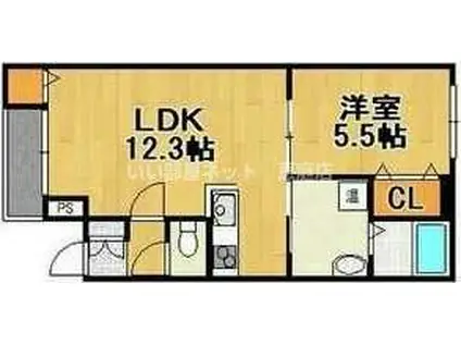 TSGARDEN(1LDK/3階)の間取り写真