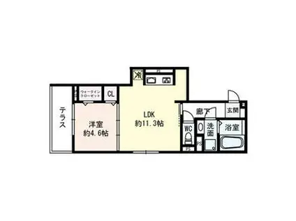 ラヴィベル本堅田(1LDK/3階)の間取り写真