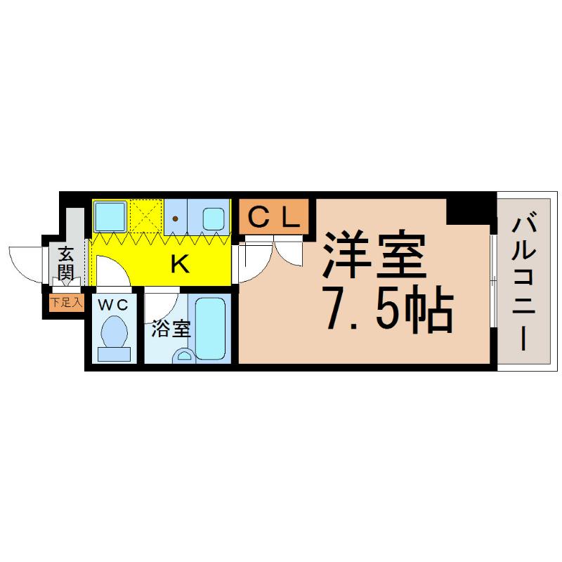 フォーシーズン(1K/7階)の間取り写真