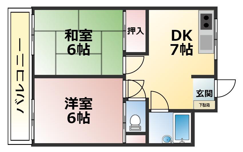 そごうマンション(2DK/1階)の間取り写真