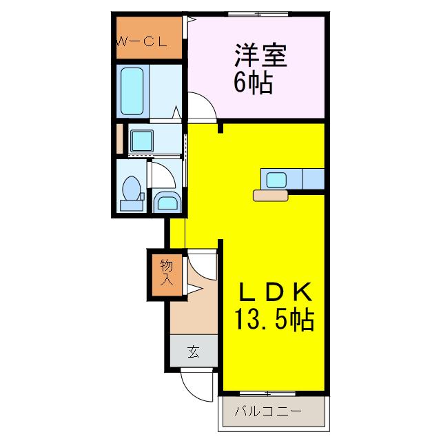 プラシードII(1LDK/1階)の間取り写真