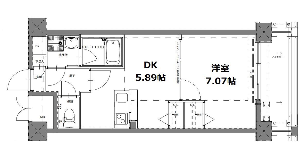 コンフォーレ栗栖野(1LDK/3階)の間取り写真