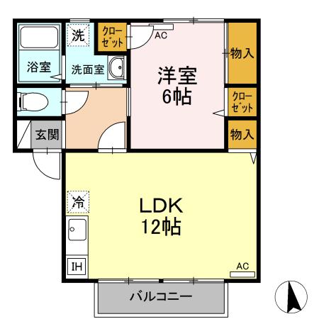 セジュールカサブランカ(1LDK/2階)の間取り写真