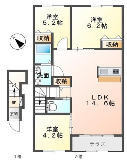 EXCEL・I弐番館(3LDK/2階)の間取り写真
