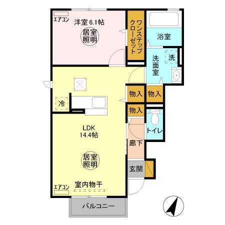 コンフォール千現IIA(1LDK/1階)の間取り写真