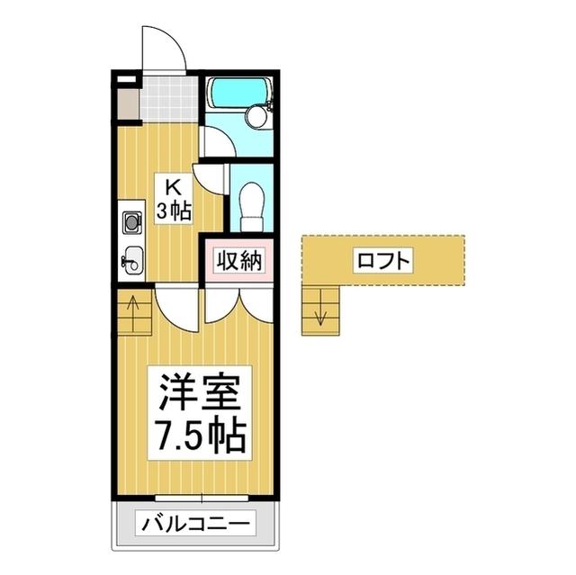 パッションビル(1K/2階)の間取り写真