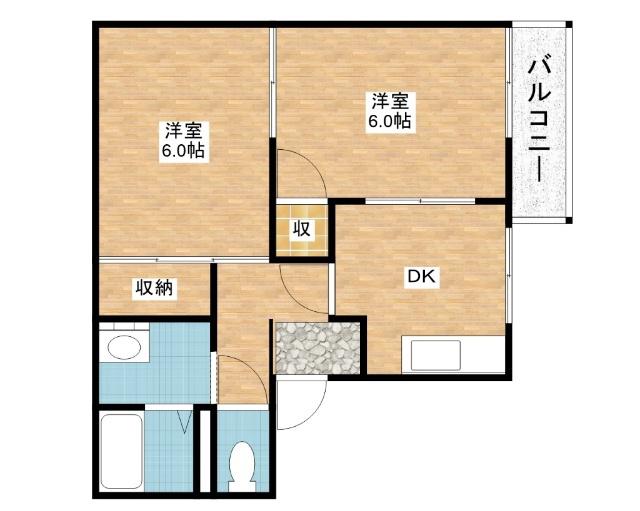 フレグランスヤス(2DK/2階)の間取り写真