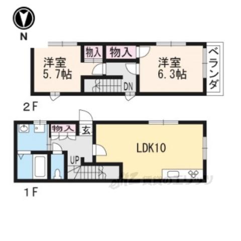 エスポアビレッジ御所南(2LDK/1階)の間取り写真