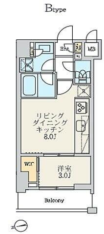 クレストコート北千住レジデンス(1LDK/3階)の間取り写真