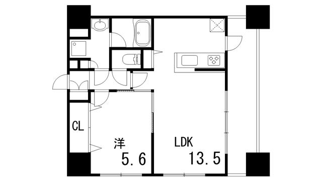 アーバネックス神戸六甲(1LDK/5階)の間取り写真