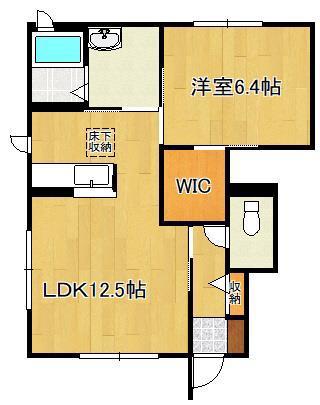 クラージュB棟(1LDK/1階)の間取り写真