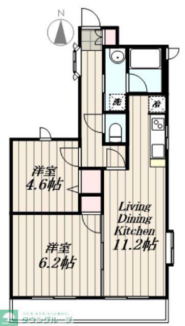 レジデンスさきがけ(2LDK/4階)の間取り写真