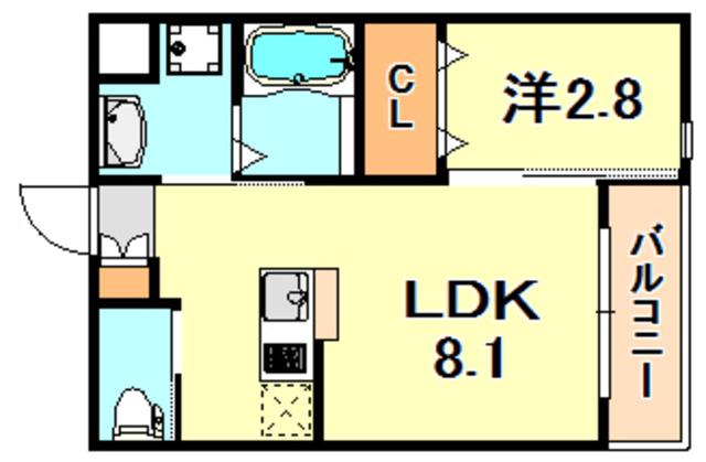 ワコーレヴィータ垂水坂上2丁目(1LDK/2階)の間取り写真