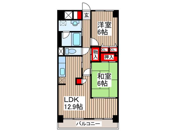 エランドールけやき(2LDK/3階)の間取り写真