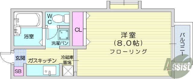 ハイマートK B棟(1K/2階)の間取り写真