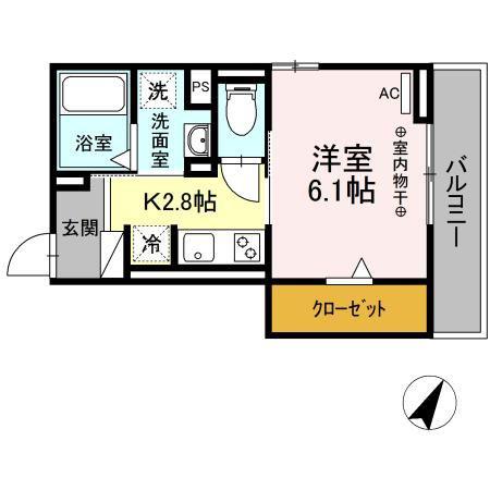 I・CUBE(1K/3階)の間取り写真