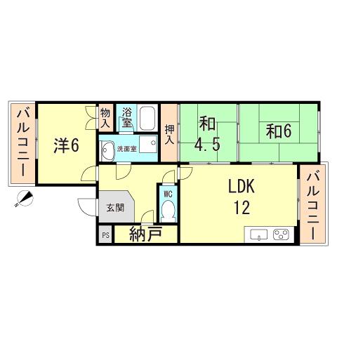 ハピネス(3LDK/1階)の間取り写真