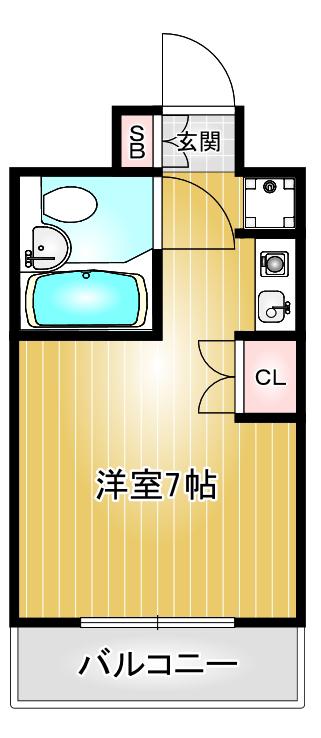 セラヴィアッシュ(1K/6階)の間取り写真