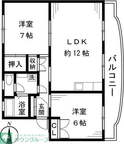 ドミールさがみ野II(2LDK/2階)の間取り写真