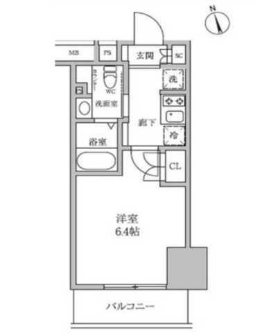 レジディア蒲田IV(1K/3階)の間取り写真