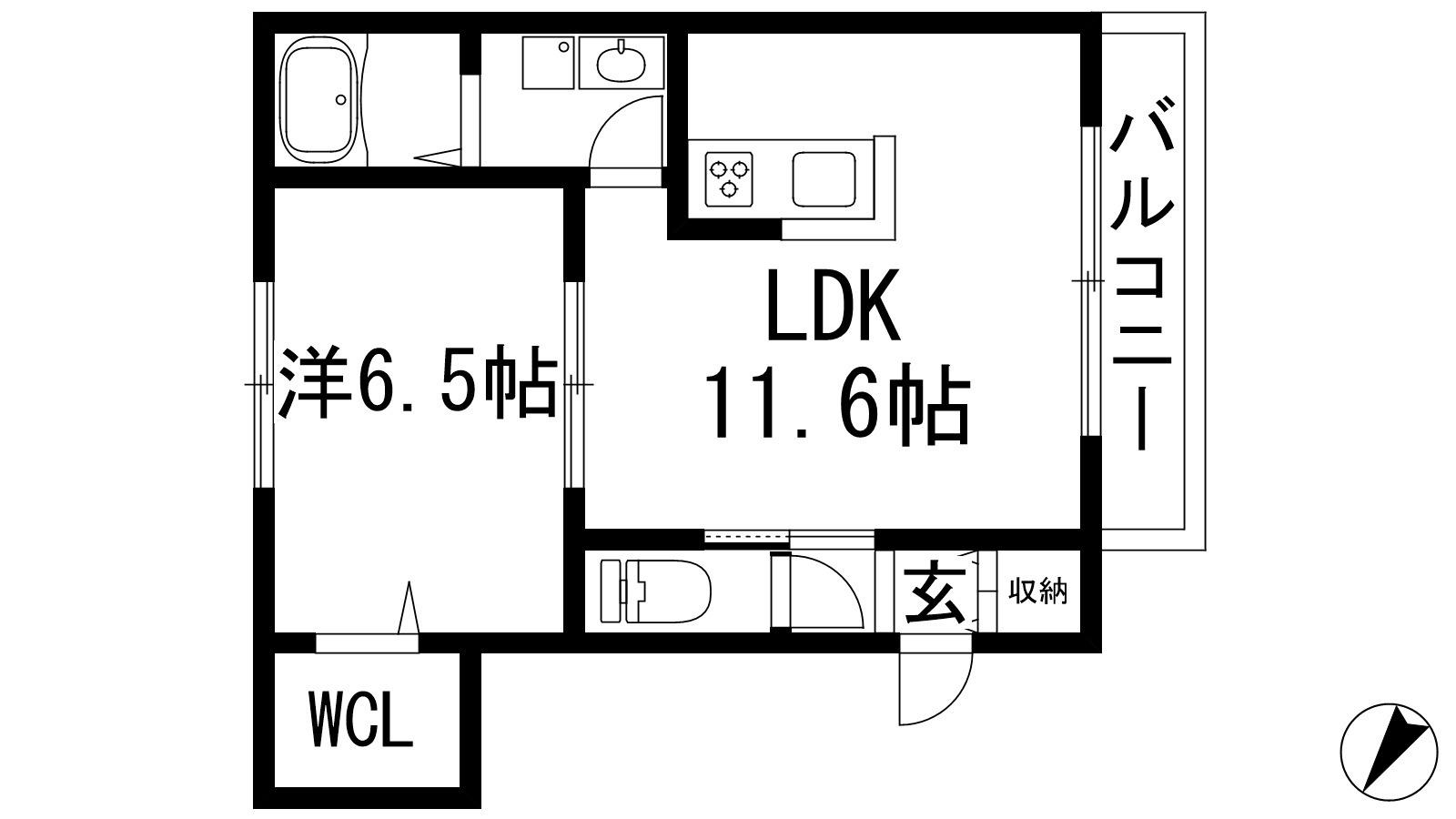 メゾングランデュール(1LDK/1階)の間取り写真