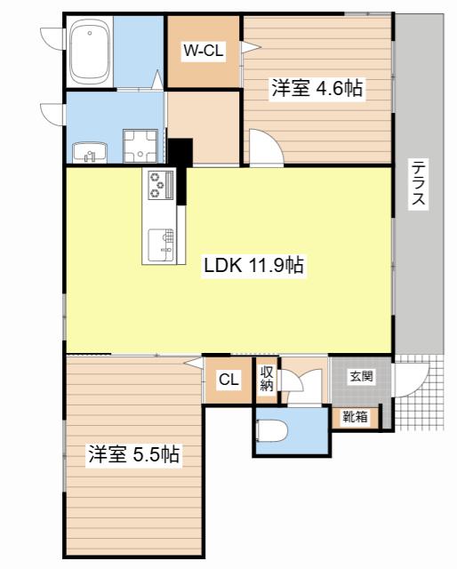パストラーレ II(2LDK/1階)の間取り写真