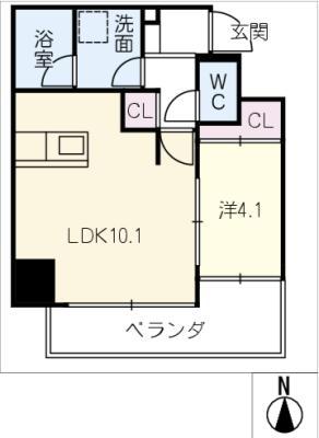 ラ・メゾンフィル御園(1LDK/7階)の間取り写真