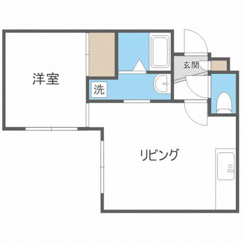 ジェイエス麻生(1DK/3階)の間取り写真