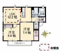 ジョリカIIIB棟(2LDK/1階)の間取り写真