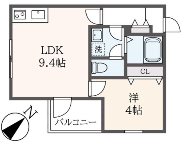 LA-CREA ZII(1LDK/1階)の間取り写真