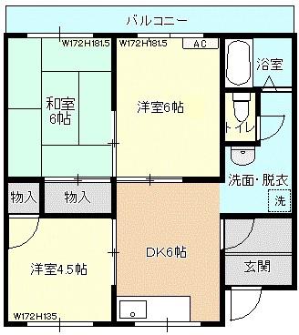 サン東和A(3DK/1階)の間取り写真