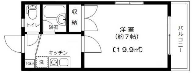 吉野ビル(1K/3階)の間取り写真