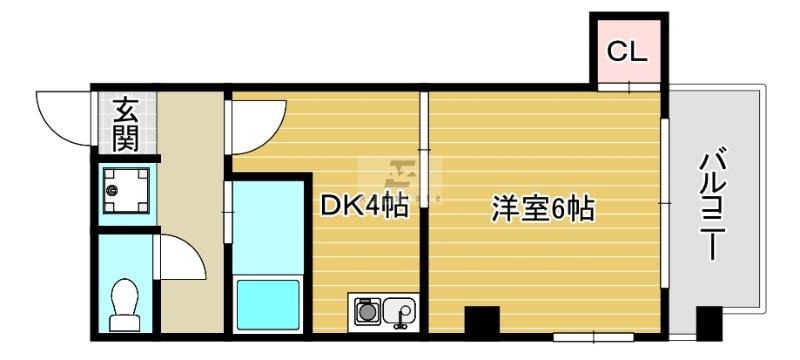 アビタシオン島之内(1DK/6階)の間取り写真
