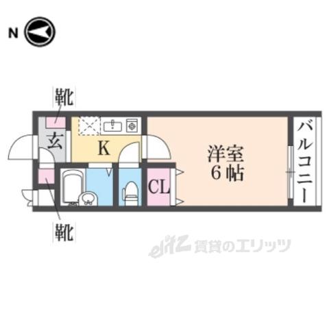 ハッピー塚口(1K/1階)の間取り写真