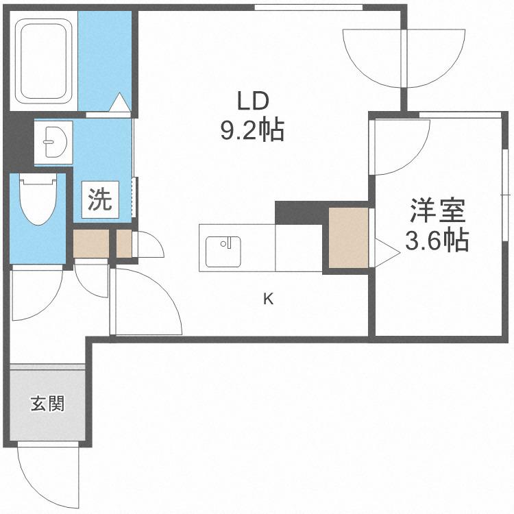 アルファスクエア西28(1LDK/4階)の間取り写真