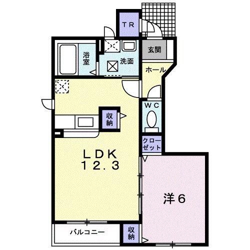 スカイピア勇舞G棟(1LDK/1階)の間取り写真